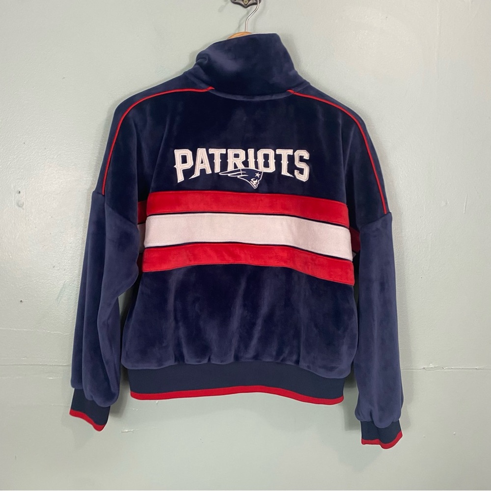 Anthropologie The Wild Collective New England Patriots Velour Jacket Blue Medium